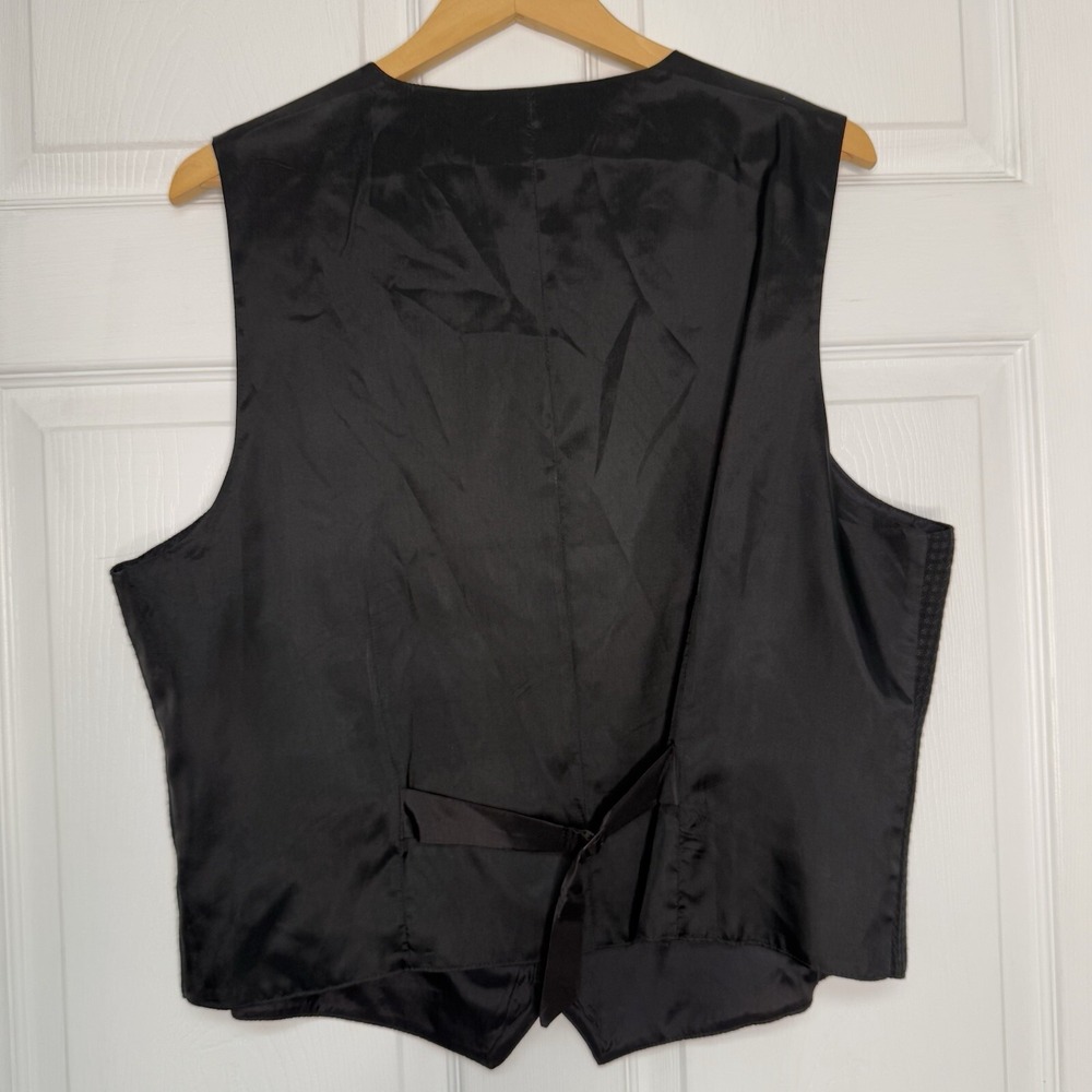 Fluid International Mens Large Black Textured 5-Button Vest 90s Retro Hipster - Picture 4 of 7